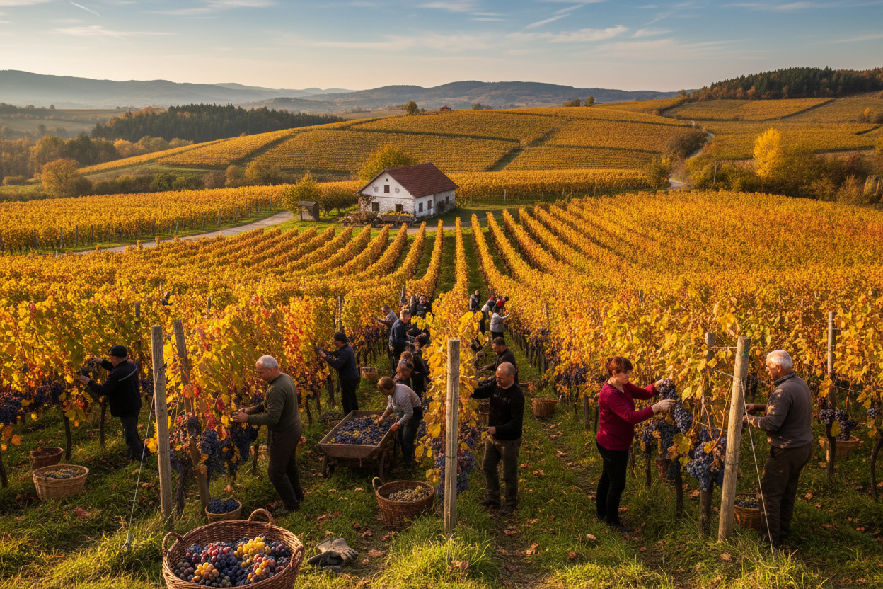 Trgatev v vinogradih